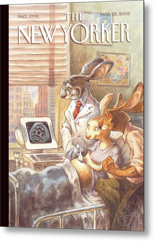 Rabbits Metal Print featuring the painting Easter Egg by Peter de Seve