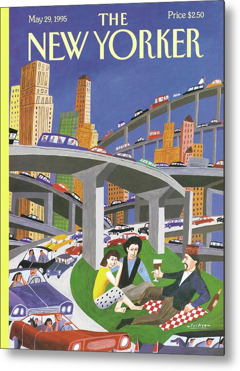 Le Dejeuner Sur L'herbe Metal Print featuring the painting New Yorker May 29th, 1995 by Mark Ulriksen