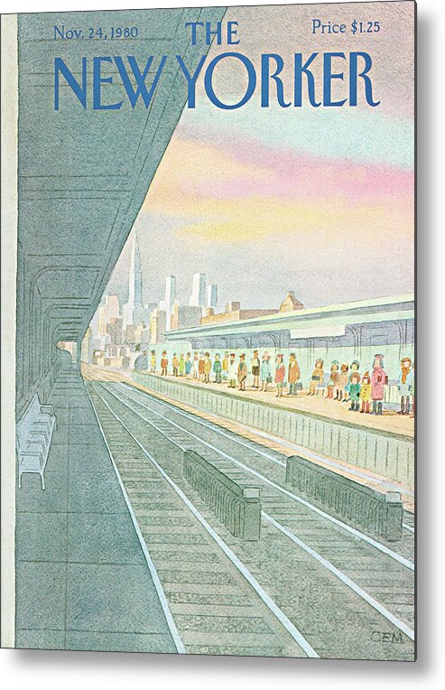 Suburban Metal Print featuring the painting New Yorker November 24th, 1980 by Charles E Martin