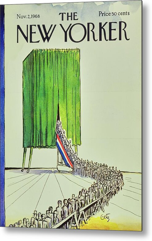 Illustration Metal Print featuring the painting New Yorker November 2nd 1968 by Arthur Getz