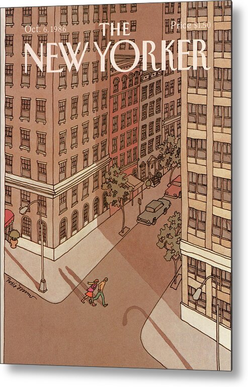 Urban Metal Print featuring the painting New Yorker October 6th, 1986 by Roxie Munro