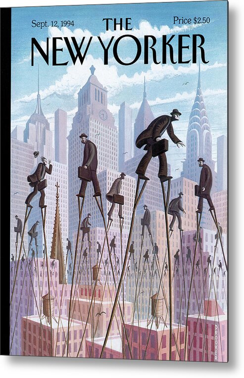 Life At The Top Metal Print featuring the painting New Yorker September 12th, 1994 by Eric Drooker