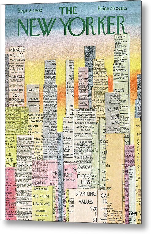 Real Estate Metal Print featuring the painting New Yorker September 8th, 1962 by Charles E Martin