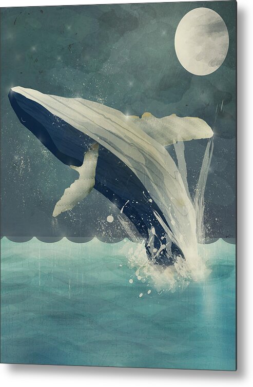 Whales Metal Print featuring the painting Night Swimming by Bri Buckley