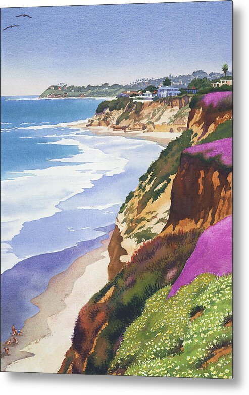 North County Metal Poster featuring the painting North County Coastline by Mary Helmreich