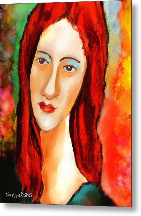 Painting Metal Print featuring the painting Ode to Modigliani by Ted Azriel