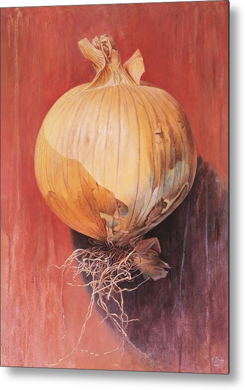 Onion Metal Print featuring the painting Onion by Hans Droog