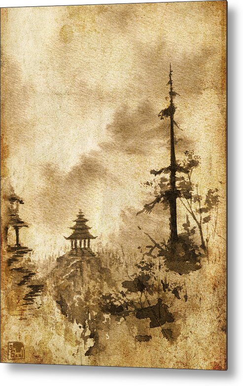 Pagoda Metal Print featuring the painting Pagoda Valley Altered by Sean Seal