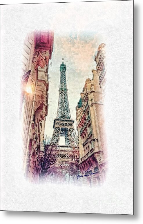 Paris Metal Print featuring the painting Paris mon Amour by Mo T