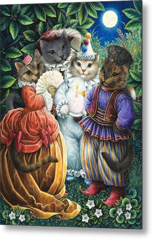 Cats Metal Print featuring the painting Party Cats by Lynn Bywaters
