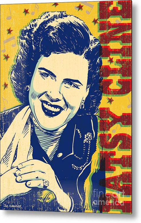 Country And Western Metal Print featuring the digital art Patsy Cline Pop Art by Jim Zahniser