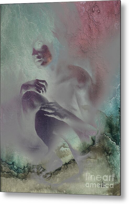 Figurative Metal Print featuring the digital art Pensive with texture 2 by Paul Davenport