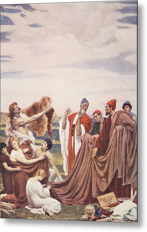 Pre-raphaelite Metal Print featuring the drawing Phoenicians Trading With Early Britons by Frederic Leighton