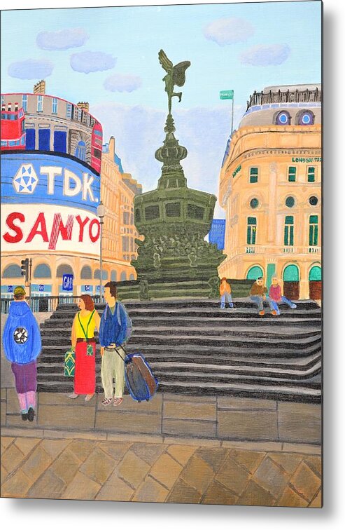 London Metal Print featuring the painting London- Piccadilly Circus by Magdalena Frohnsdorff