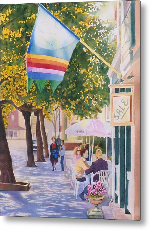 Watercolor Metal Print featuring the painting Piermont Avenue by Daniel Dayley