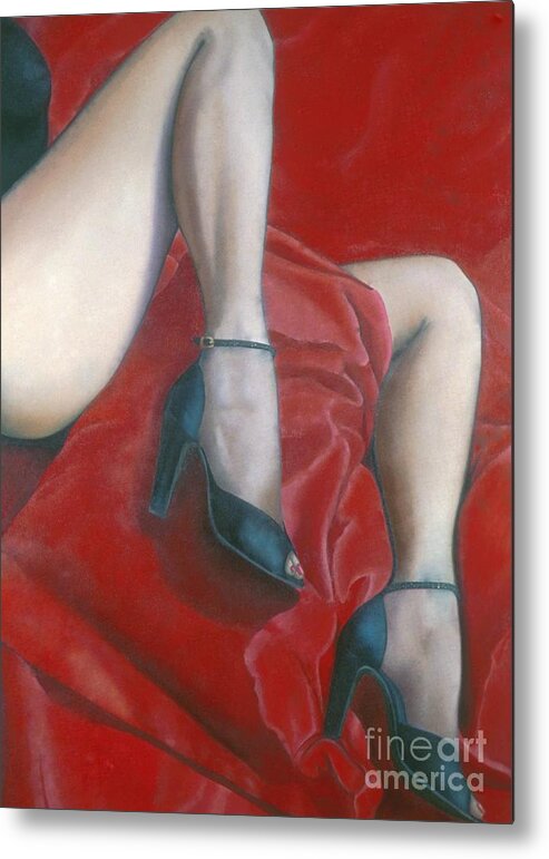 Red Metal Print featuring the painting Pillow by Mary Ann Leitch