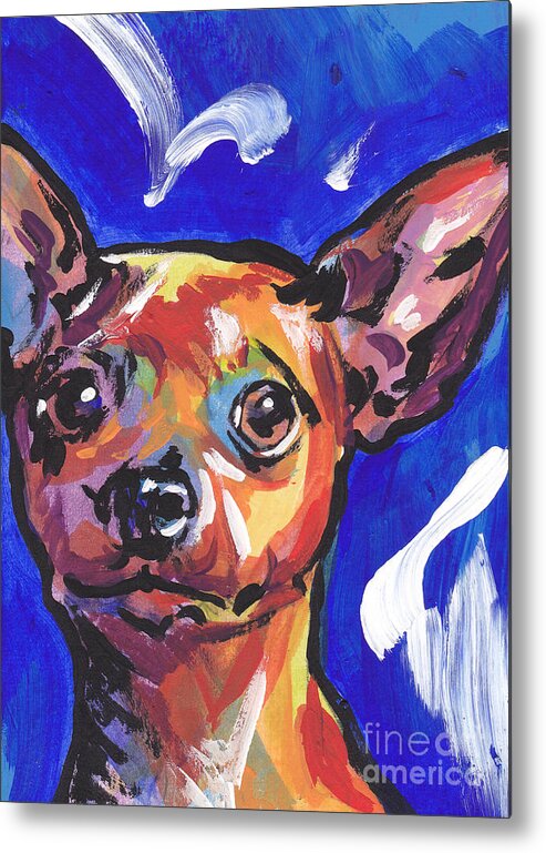 Miniature Pinscher Metal Print featuring the painting Pin me by Lea S