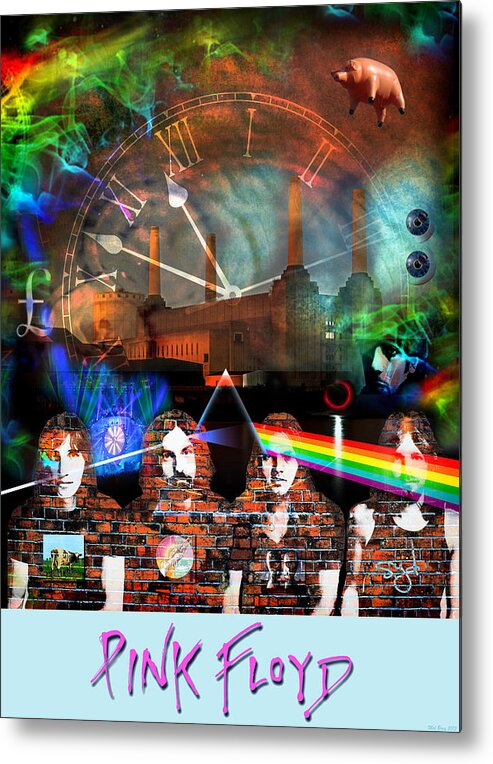 Pink Floyd Metal Print featuring the digital art Pink Floyd Collage by Mal Bray