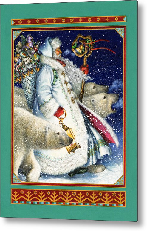 Santa Claus Metal Print featuring the painting Polar Magic by Lynn Bywaters