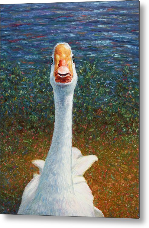 Goose Metal Print featuring the painting Portrait of a Goose by James W Johnson
