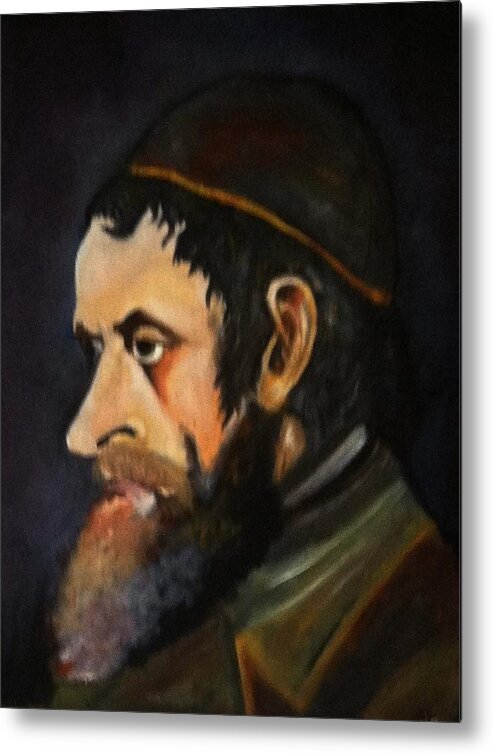 Art Metal Print featuring the painting Portrait Of A Jew by Ryszard Ludynia