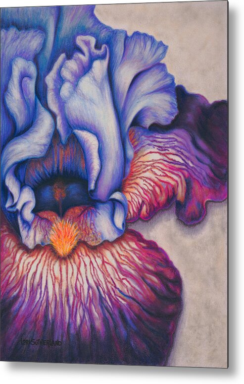 Pastel Metal Print featuring the painting Purple Iris by Lori Sutherland