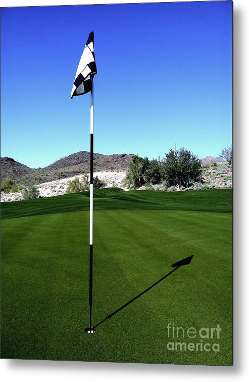 Activity Metal Print featuring the photograph Putting Green and Flag on Golf Course by Bryan Mullennix