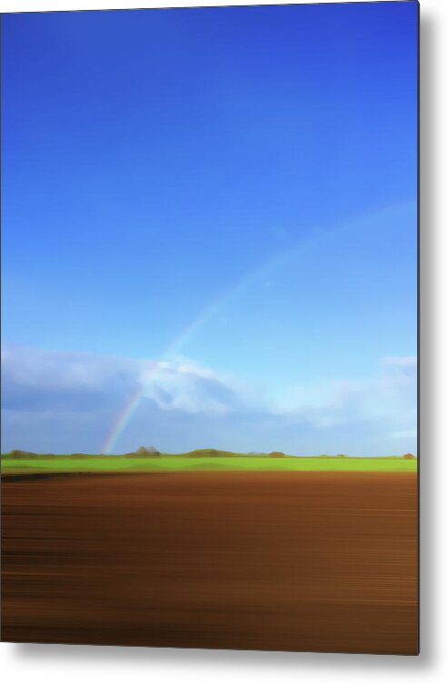 Beauty In Nature Metal Print featuring the photograph Rainbow In Field by Ikon Ikon Images