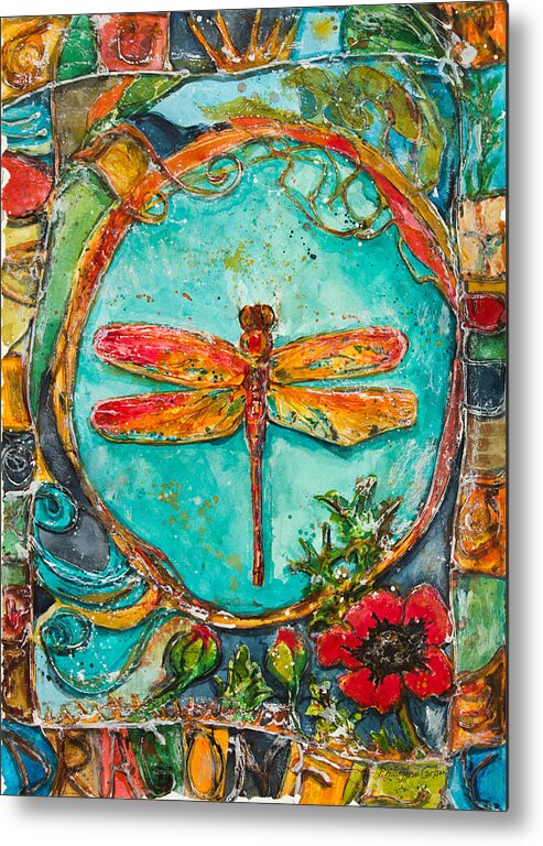 Dragonfly Metal Print featuring the painting Red Dragonfly by Patricia Allingham Carlson