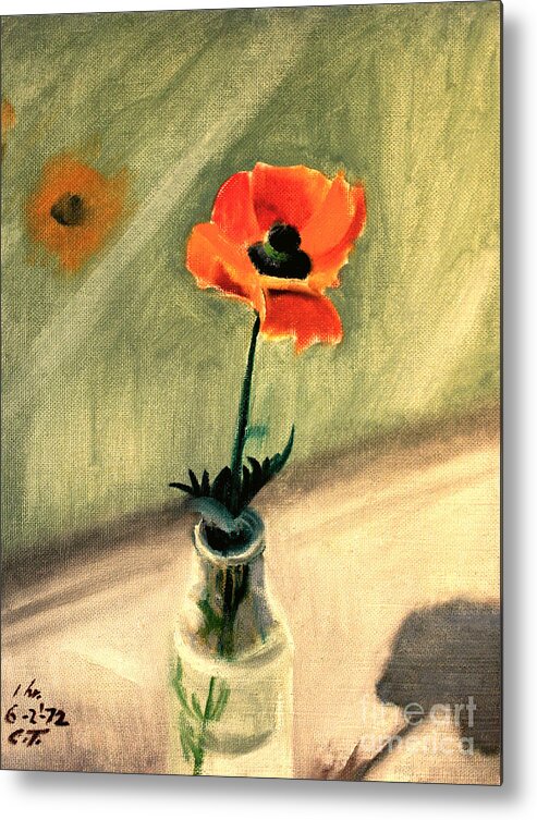 Redpoppy Metal Print featuring the painting Red Poppy by Art By Tolpo Collection
