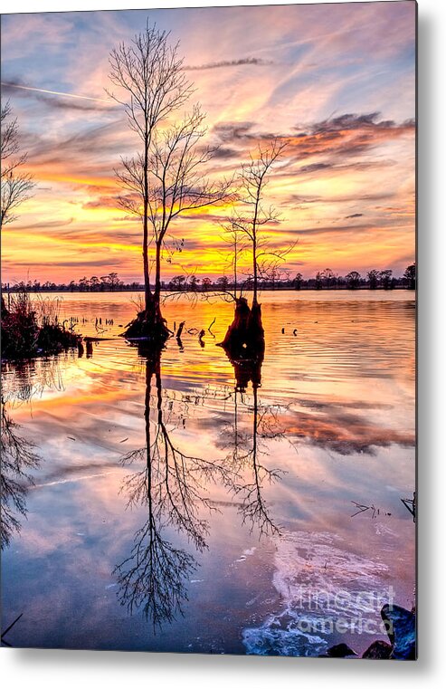 Heritage Marina Sunset Metal Print featuring the photograph Romantic River by Mike Covington