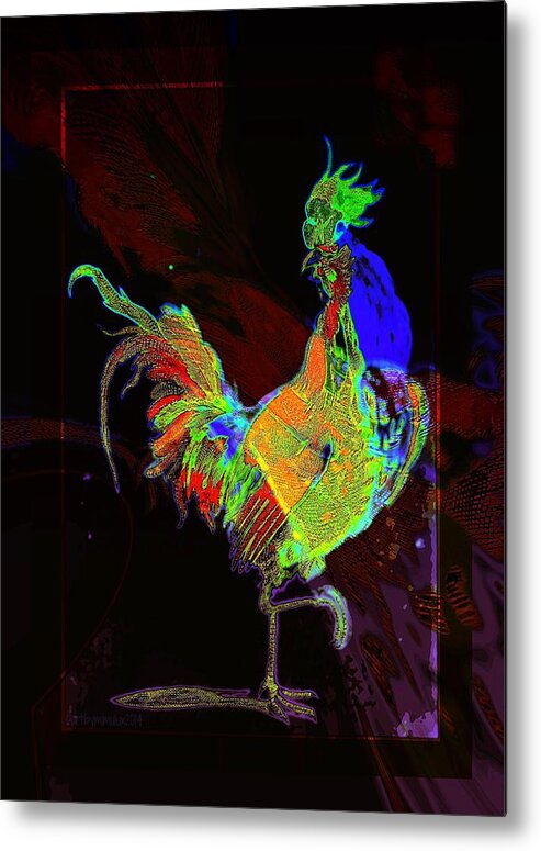 Rooster Metal Print featuring the digital art Rooster by Mimulux Patricia No