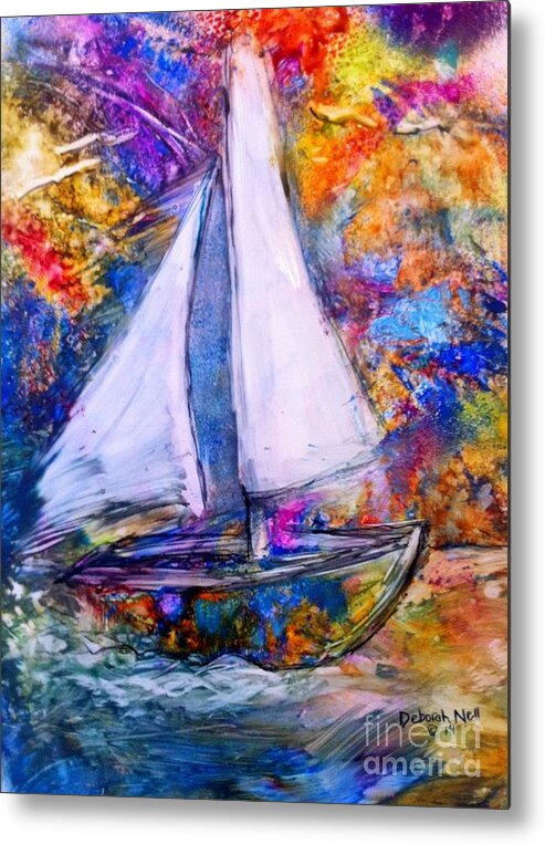Sail Boat Metal Print featuring the painting Sail On by Deborah Nell