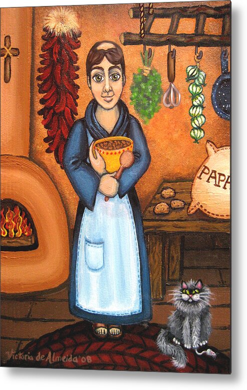 San Pascual Metal Print featuring the painting San Pascual BAD KITTY by Victoria De Almeida