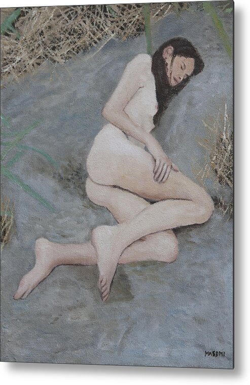 Nude Metal Print featuring the painting Sand Dune by Masami Iida