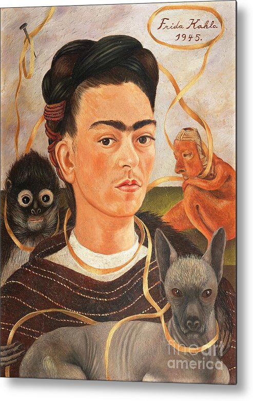 Pd Metal Print featuring the painting Self Portrait with Changuito by Thea Recuerdo