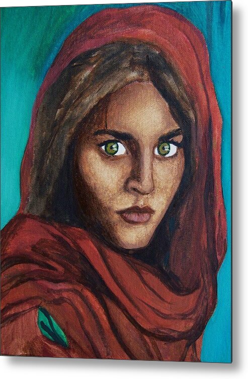 Sharbat Gula Metal Print featuring the painting Sharbat Gula by Amber Stanford