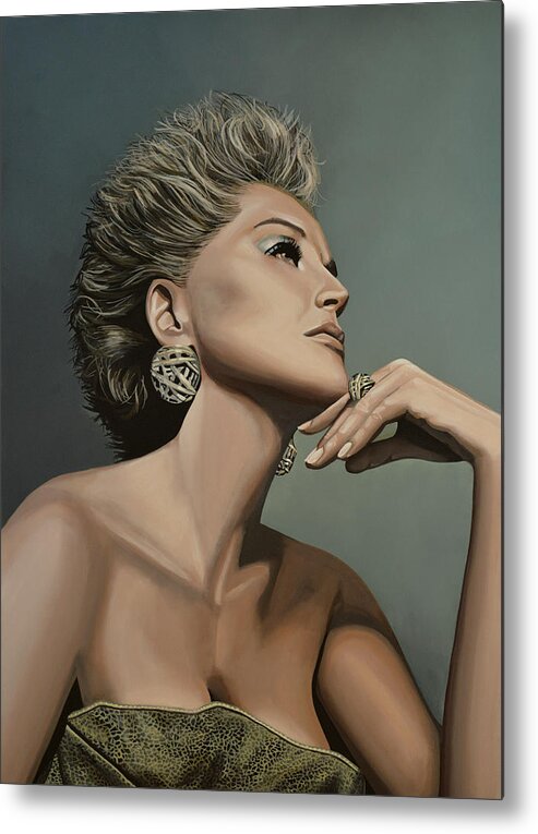 Sharon Stone Metal Print featuring the painting Sharon Stone by Paul Meijering