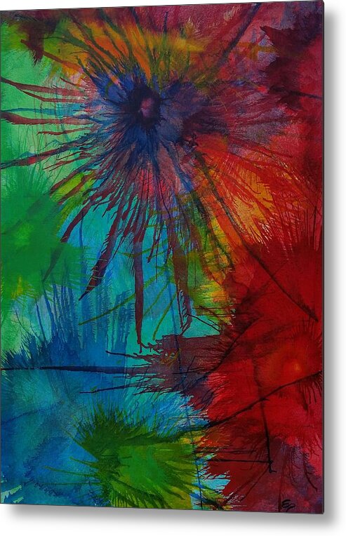 Abstract Metal Print featuring the painting Shelbys Flowers by Edward Pebworth