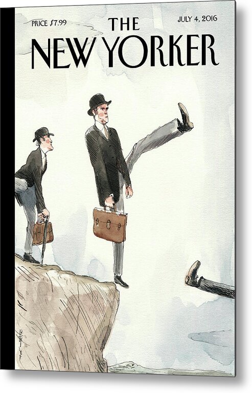 Silly Walk Off A Cliff Metal Print featuring the painting Silly Walk Off A Cliff by Barry Blitt