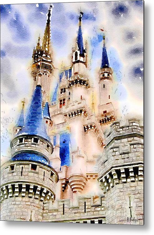 Castle Metal Print featuring the painting Sleeping Beauty Castle by HELGE Art Gallery