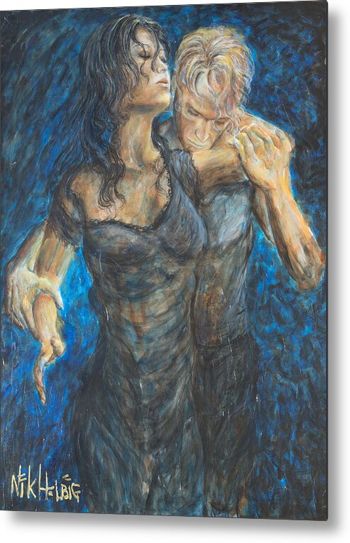 Tango Painting Metal Print featuring the painting Slow Dancing 1 by Nik Helbig