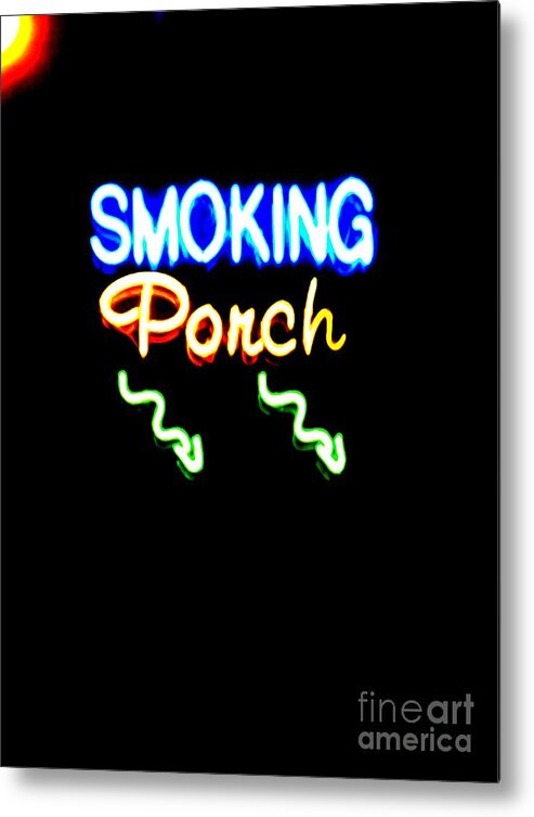  Metal Print featuring the photograph Smoking Porch in High Contrast by Kelly Awad