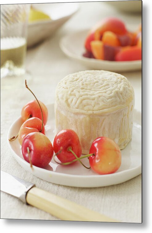 Cherry Metal Print featuring the photograph Soft Cheese And Cherries by Alexandra Grablewski