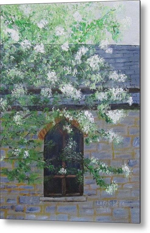 Landscape Metal Print featuring the painting Spring at Grace Church by Linda Feinberg