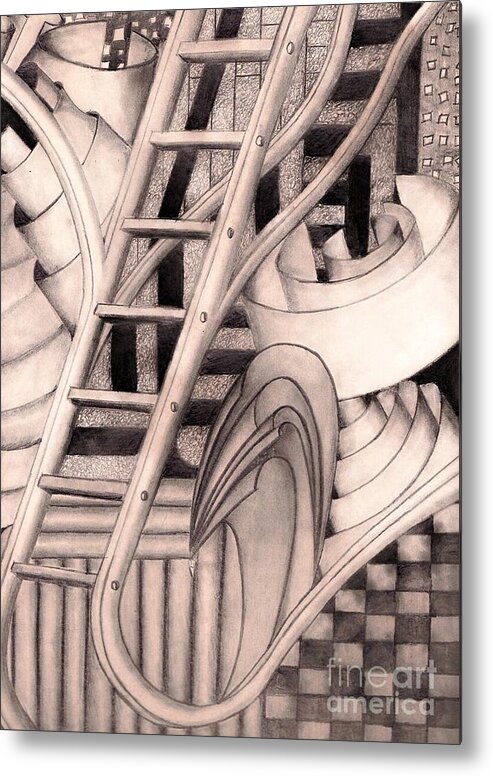 Drawing Metal Print featuring the drawing Stairway to.... by John Stuart Webbstock