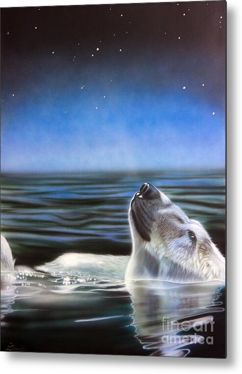 Polar Bear Metal Print featuring the painting Stargazer by Sandi Baker