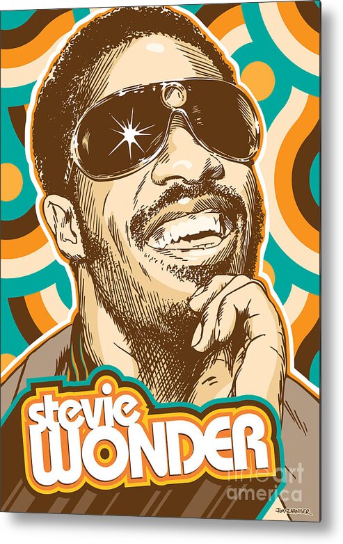 Superstition Metal Print featuring the digital art Stevie Wonder Pop Art by Jim Zahniser