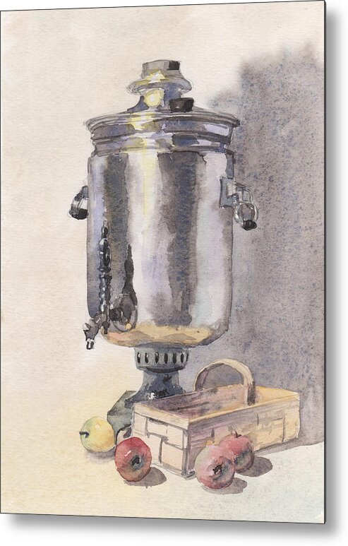 Still Life Metal Print featuring the painting Still life with a Samovar by Masha Batkova