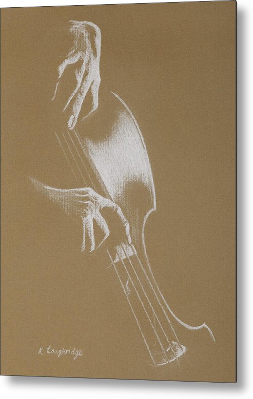 Cello Metal Print featuring the pastel Study in the Bass Clef - Cello by Karen Loughridge KLArt